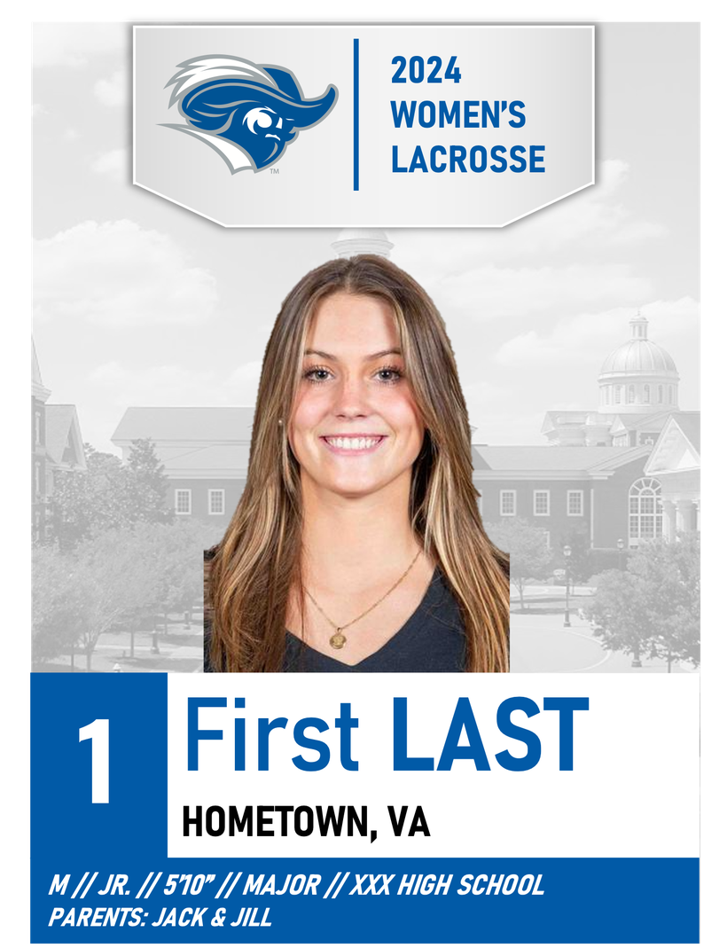 Christopher Newport Women's Lacrosse roster card designed by Tailgate Prints